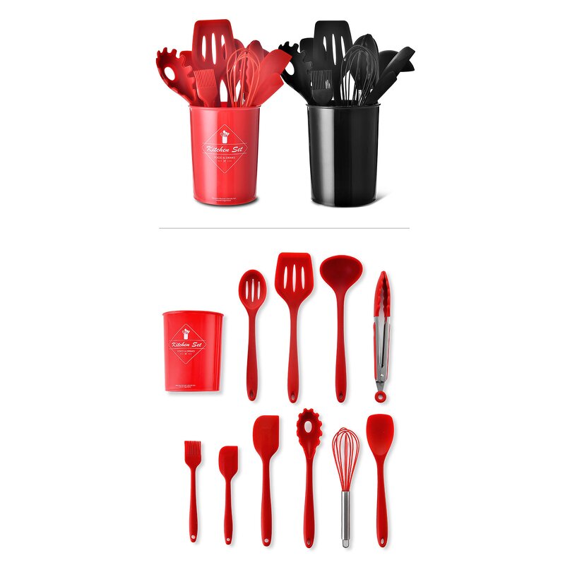 Silicone Utensil Set Manufacturer - OEM/ODM Custom Hot Selling Kitchen Accessories 11pcs Silicone Utensil Set