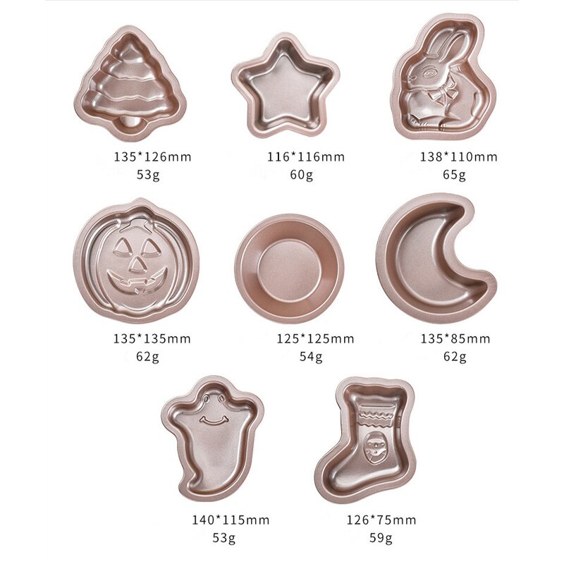 Champagne Gold Baking Mold Factory - OEM/ODM Custom Christmas Festival Carbon Steel Champagne Gold Nonstick Bakeware Mold