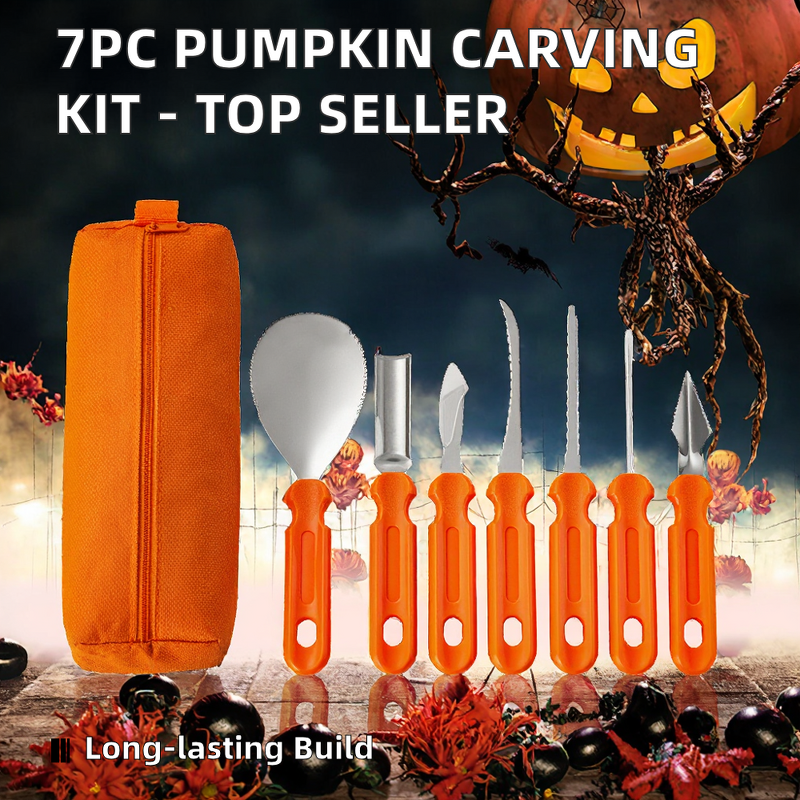 Halloween Pumpkin Carving Kits Manufacturer - OEM/ODM Custom Top Seller 7PCS Halloween Pumpkin Carving Kits Metal PP Plastic