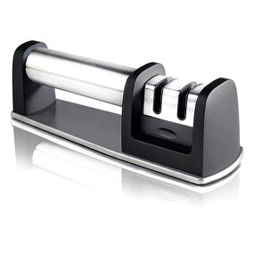 Knife Sharpener Factory - OEM/ODM Custom Kitchen Accessories 2 Stage Stainless Steel Black Knife Sharpener