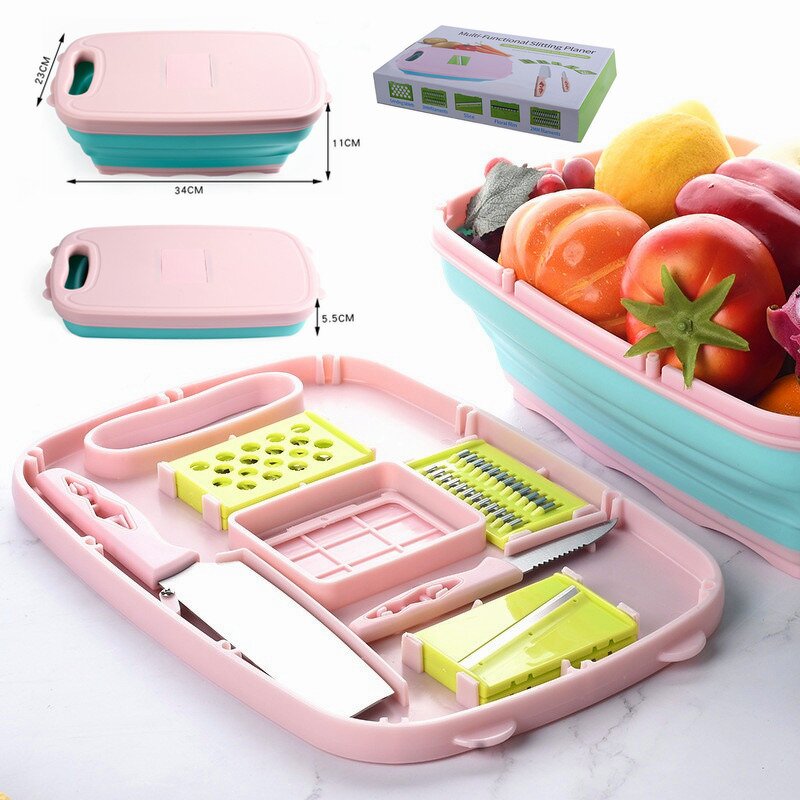 Foldable Cutting Board Factory - OEM/ODM Custom Kitchen Gadgets Gift Set Multi Function Foldable Plastic Silicone Cutting Board