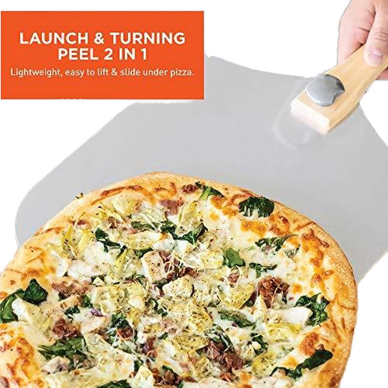 Aluminum Pizza Peel Manufacturer - OEM/ODM Custom Premium Aluminum Pizza Peel Turning Paddle with Wooden Handle
