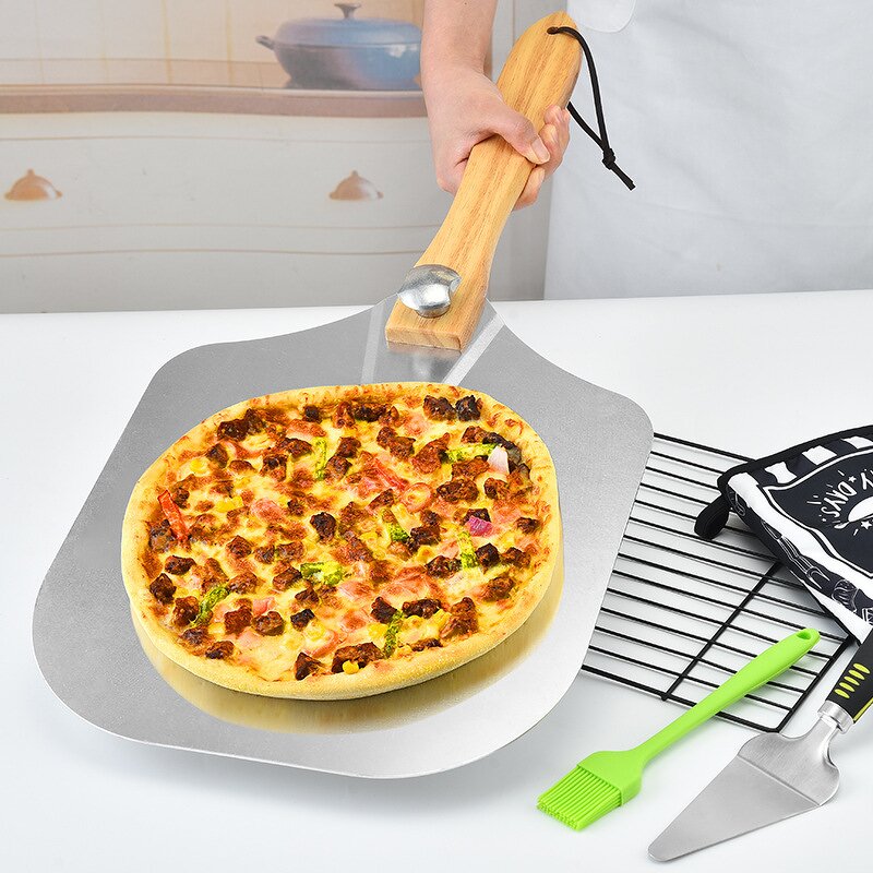 Pizza Peel Set Factory - OEM/ODM Custom 12x14 Aluminum Pizza Peel Set Shovel Paddle Cutter Slicer Spatula Logo