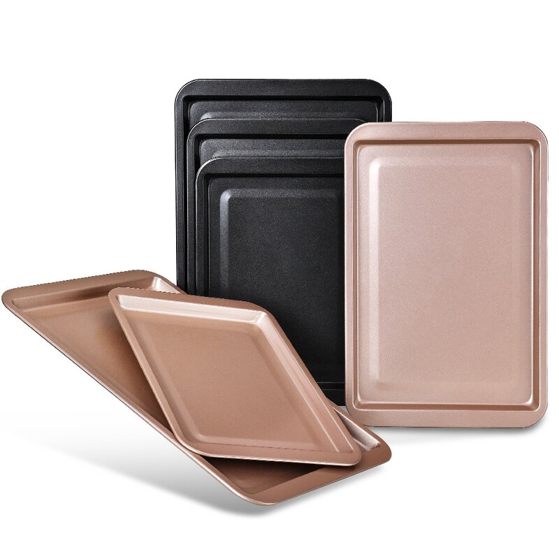 Carbon Steel Bakeware Pan Tray Manufacturer - OEM/ODM Custom Carbon Steel Nonstick Champagne Gold Black Bakeware Pan Tray