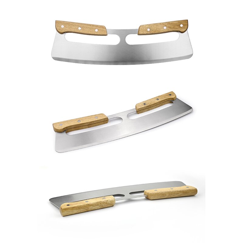 Wooden Handle Pizza Cutter Factory - OEM/ODM Custom Hot Sell Wooden Handle Rock Cutter Stainless Steel Pizza Cutter