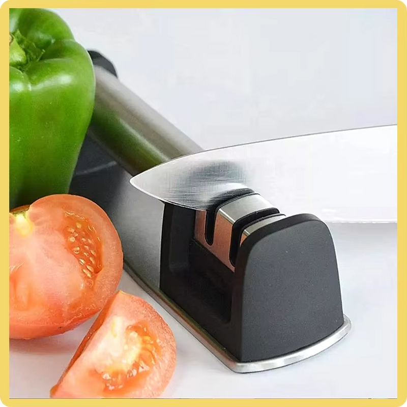 Knife Sharpener Factory - OEM/ODM Custom Kitchen Accessories 2 Stage Stainless Steel Black Knife Sharpener