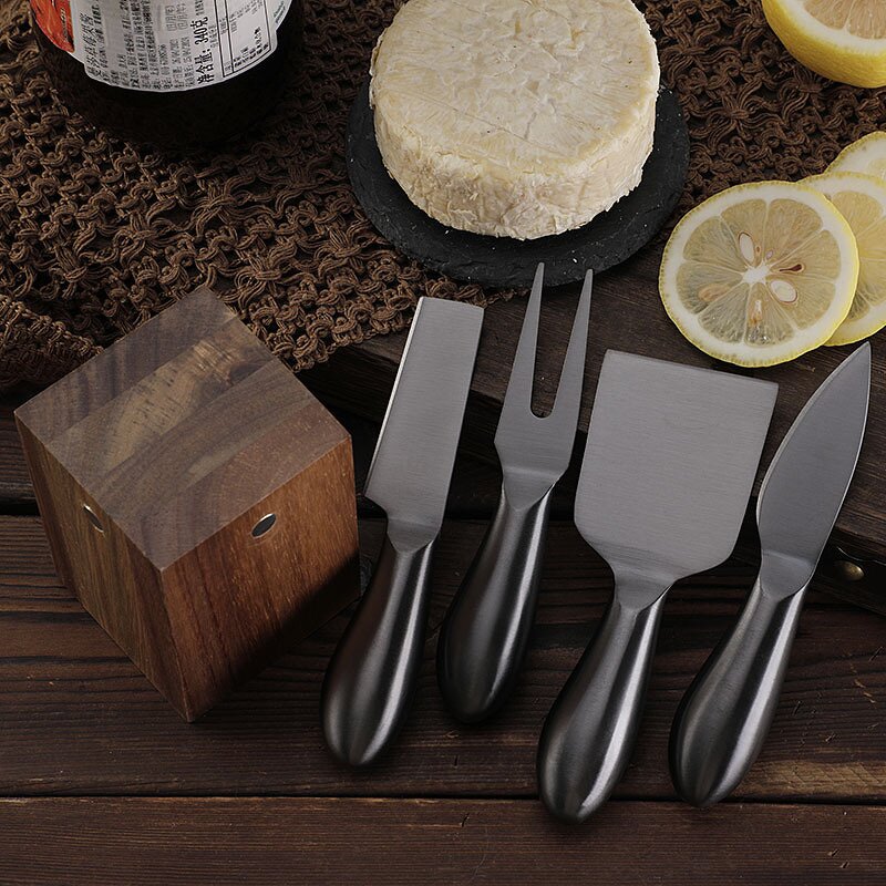 Cheese Knives Holder Set Manufacturer - OEM/ODM Custom Kitchen Gadgets Cheese Tools Gold Rainbow Stainless Steel Knives Holder