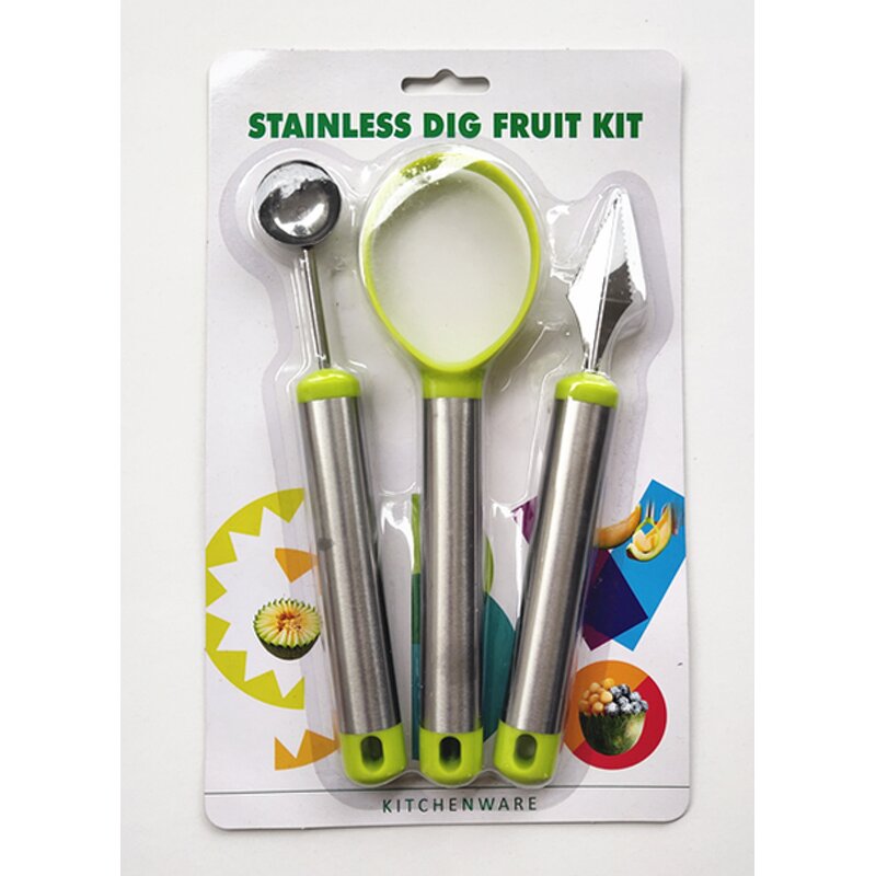 Stainless Steel Kitchen Accessories Manufacturer - OEM/ODM Custom 3 Pieces Stainless Steel Fruit Decoration Melon Ball Scoop