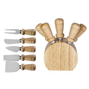Cheese Tools Set Manufacturer - OEM/ODM Custom Kitchen Gadgets Cheese Tools Stainless Steel Cheese Knives Oak Wood Holder