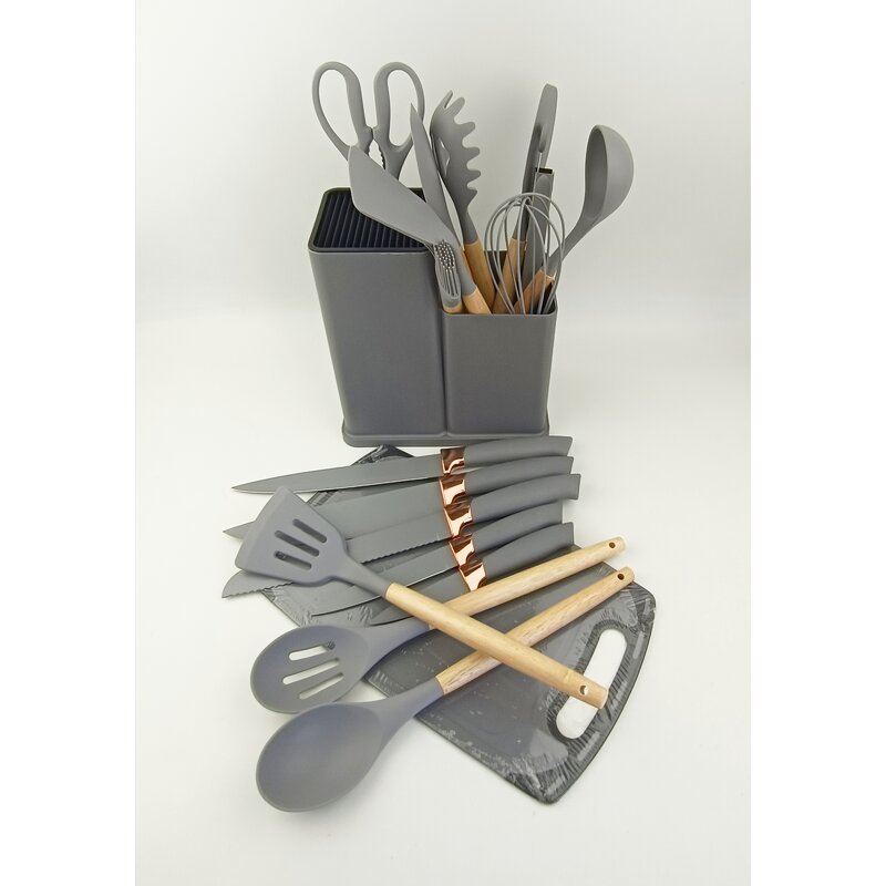 Silicone Kitchenware Set Manufacturer - OEM/ODM Custom Hot Sale 19-Piece Household Silicone Kitchenware Set Cooking Tools