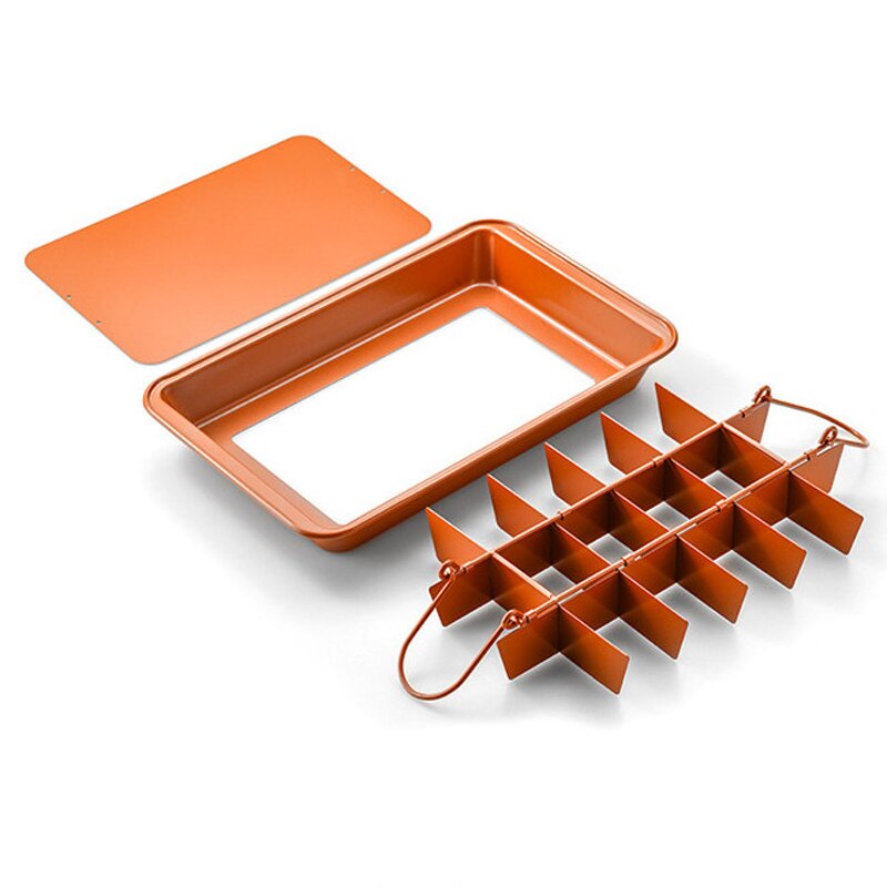 Pre-Cut Slice Square Pan Manufacturer - OEM/ODM Custom 18 Pre-Cut Slice Square Non Stick Carbon Steel Bakeware Oven Pan