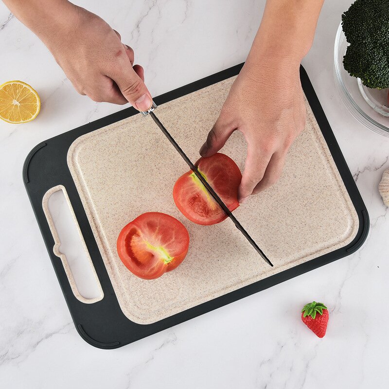 Double Sided Chopping Board Manufacturer - OEM/ODM Custom Kitchen Accessories Double Sided Wheat Straw Plastic Chopping Board