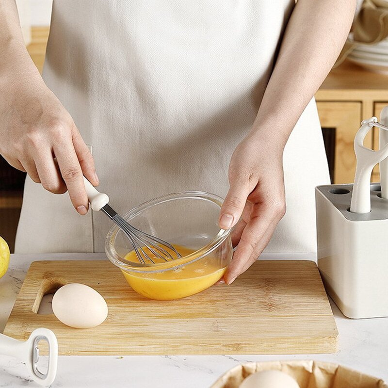 White Kitchen Utensils Set Factory - OEM/ODM Custom White Home Kitchen Utensils Opener Egg Beater Peeler Tools Set