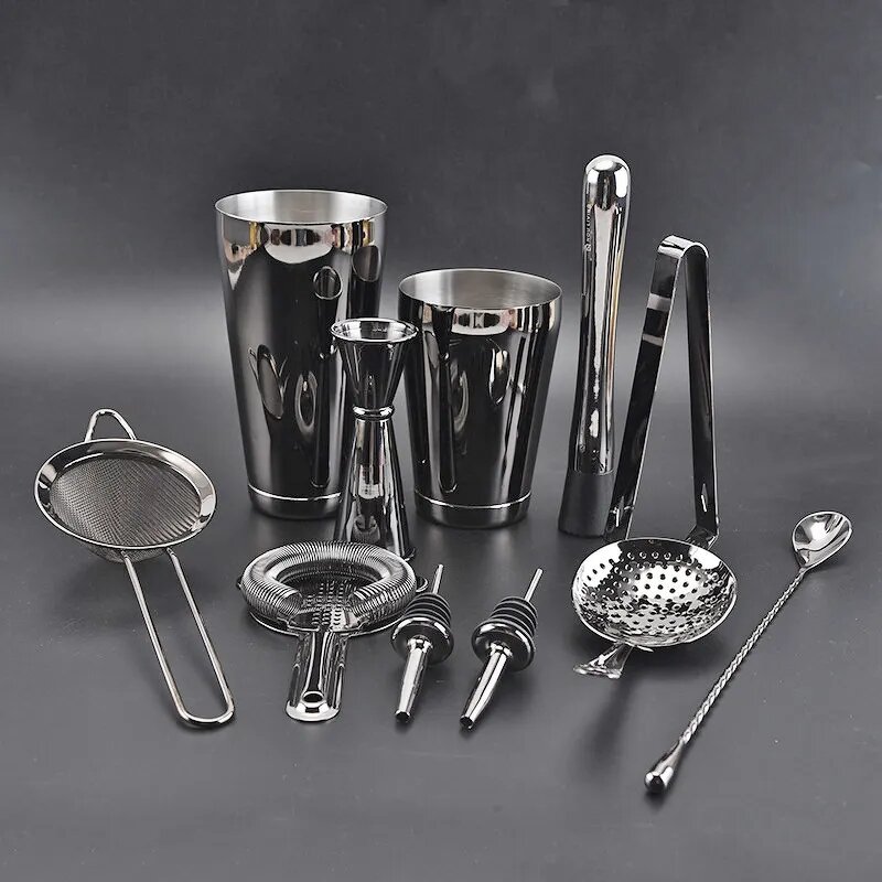 Bar Accessories Set Factory - OEM/ODM Custom 11Pcs Set Stainless Steel 304 Bar Accessories Drink Mixer Bartender Kit