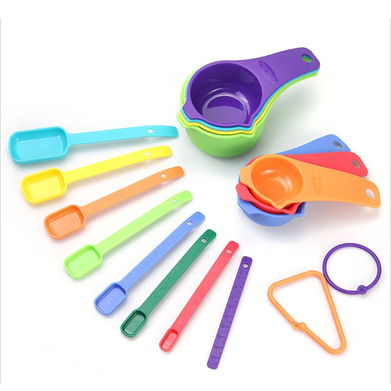 Plastic Measuring Spoons Cups Set Factory - OEM/ODM Custom 15pcs Colorful Plastic Measuring Spoons Cups Measurer Set