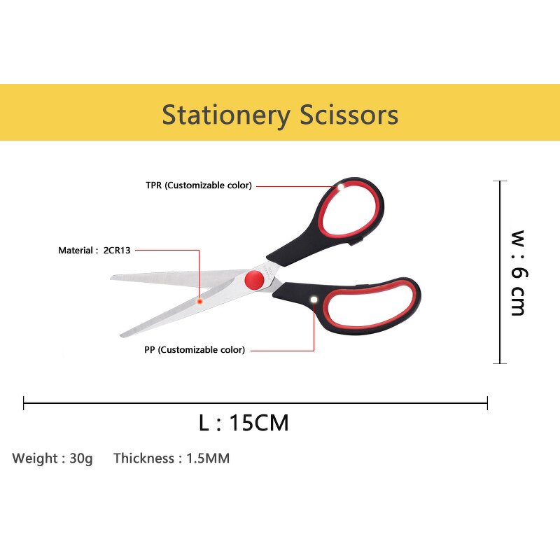 Office Stationery Scissors Factory - OEM/ODM Custom 5.5 Inch Soft Comfort-Grip Handles Stainless Steel Office Scissors