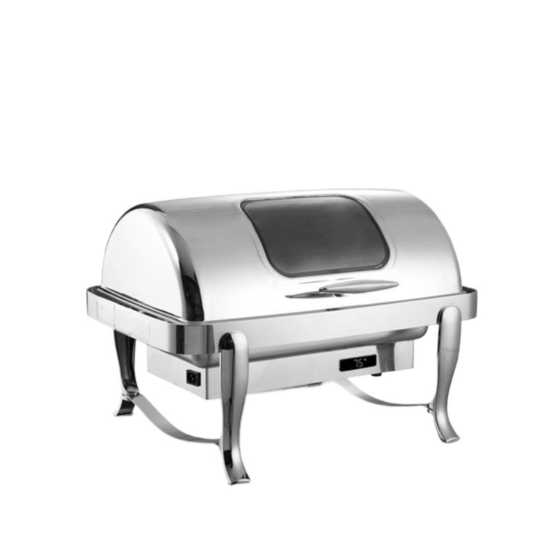 Food Display Warmer Manufacturer - Household Luxury Stainless Steel 9L Rectangle Silver Hot Pot Food Warmer Set