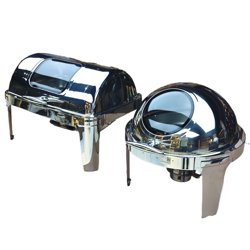 Chefing Dish Manufacturer - Household Dinnerware Gold Round 6L Wedding Luxury Stainless Steel Heating Food Warmer