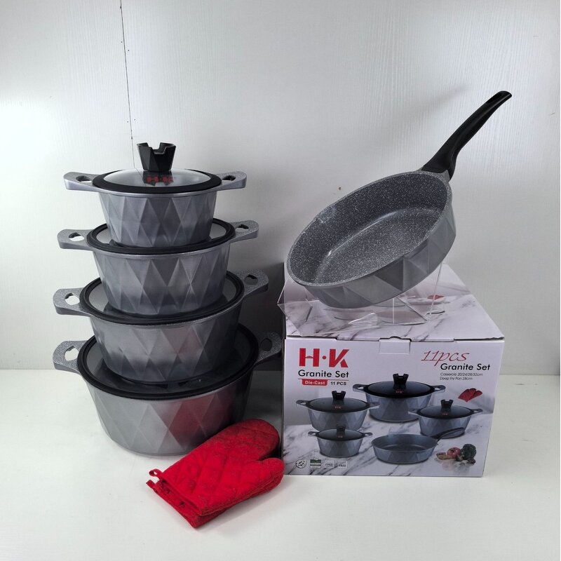 Cookware Set Manufacturer - 11pcs 20+24+28+32+28cm Casserole With Glove Aluminium Alloy Soup Pot