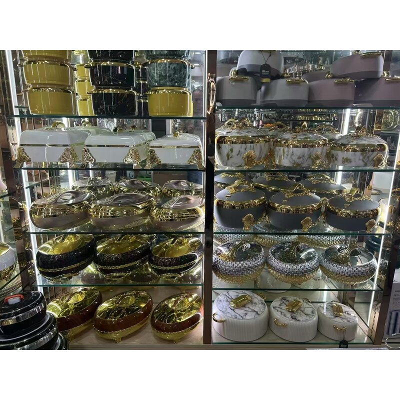 Chaffing Dish Buffet Food Warmer Factory - Custom Logo Household Gold Round 6L Visible Window Home Stainless Steel