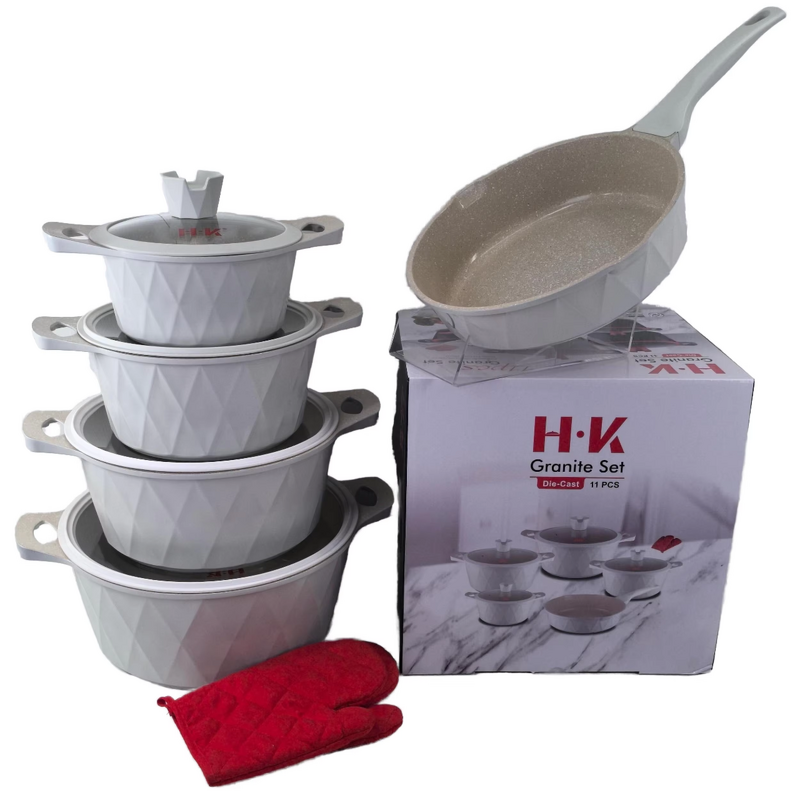 Glass Cooking Pot Set Cookware Set Manufacturer - Factory Direct 11pcs 20+24+28+32+28cm Kitchen With Glove Granite Non Stick
