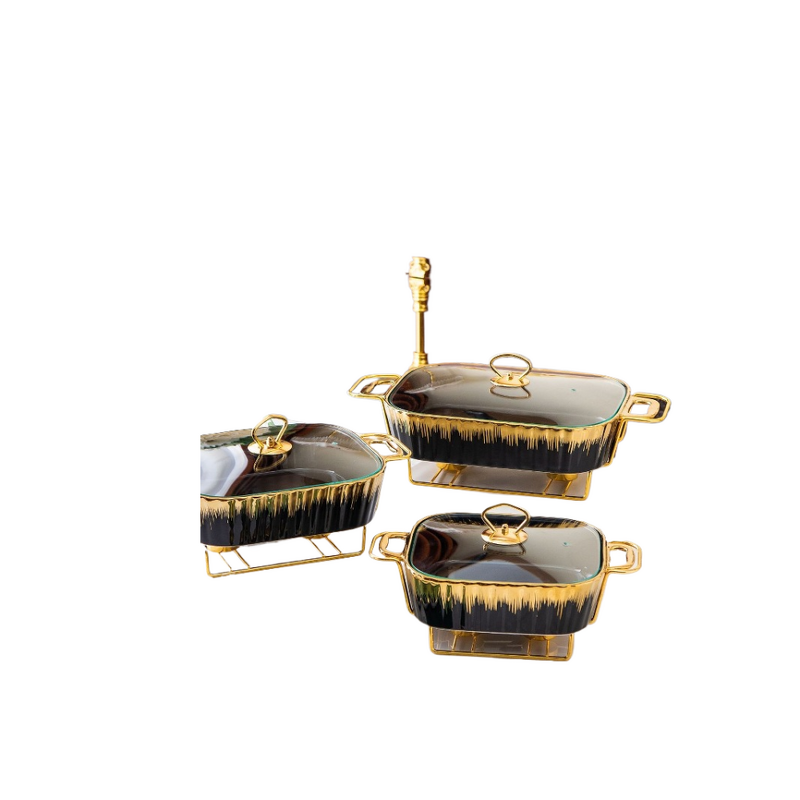 Porcelain Rectangular Buffet Food Warmer Factory - Factory Hot Selling Home Party 11inch 1.5L Casserole Dry Pot