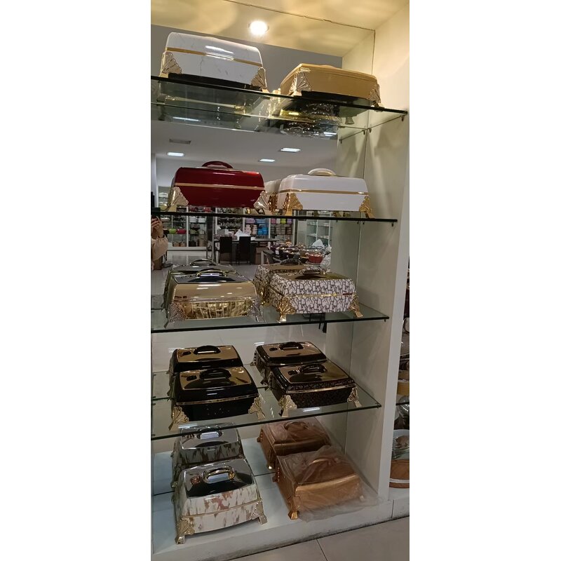 Chefing Dish Manufacturer - Household Dinnerware Gold Round 6L Wedding Luxury Stainless Steel Heating Food Warmer