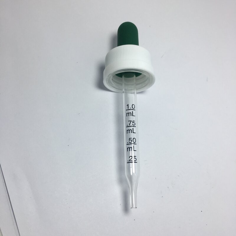 Green Rubber Bulb Glass Dropper Factory - OEM/ODM Custom 1cc Green Long Rubber Bulb White Children Resistant Cap Dropper