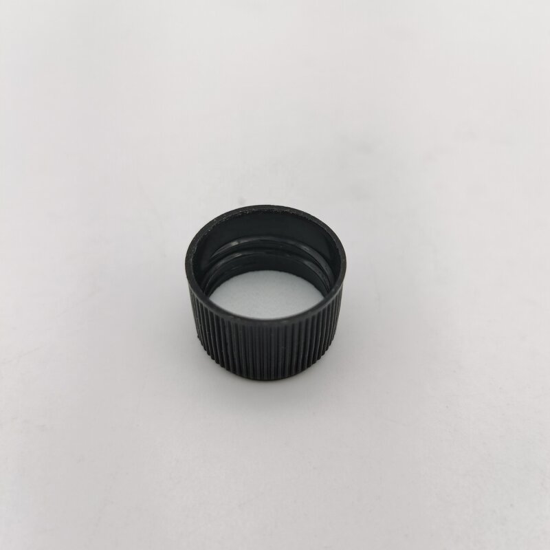 Plastic Cap with Induction Inner Seal Manufacturer - OEM/ODM Custom 24mm Black Ribbed Plastic Cap with Induction Inner Seal