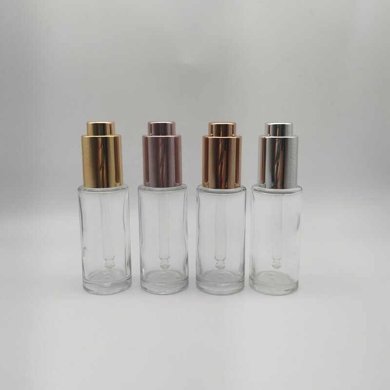 Push Button Glass Dropper Manufacturer - OEM/ODM Custom Cosmetic Push Button Glass Dropper Round Pump Dropper Glass Bottle