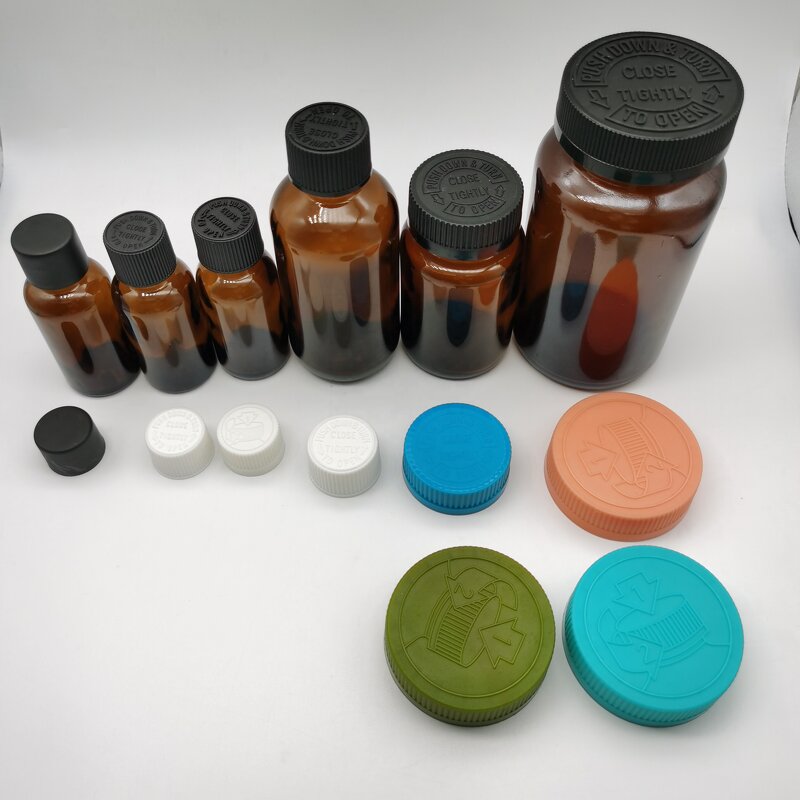 Push Turn Childsafe Screw Cap Factory - OEM/ODM Custom Yellow Blue Push Turn Childsafe Screw Cap Child Resistant Cap