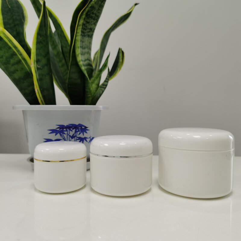 Plastic Cream Jar Factory - OEM/ODM Custom Black 2 oz Double Wall Plastic Cream Jar White Lid Less Fragile