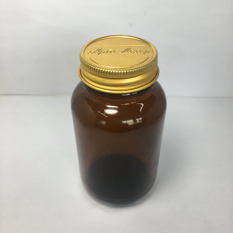 Amber Glass Bottle Manufacturer - OEM/ODM Custom 120ml Amber Glass Bottle with Gold Metal Cap for Medicine Tablet