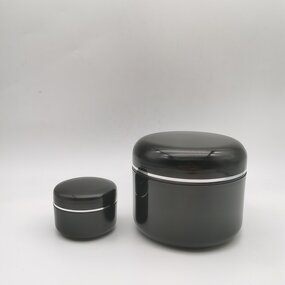 Plastic Cream Jar Factory - OEM/ODM Custom Black 2 oz Double Wall Plastic Cream Jar White Lid Less Fragile