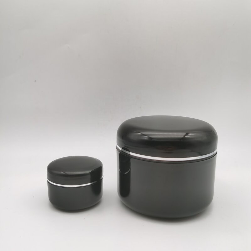 Plastic Cream Jar Factory - OEM/ODM Custom Black 2 oz Double Wall Plastic Cream Jar White Lid Less Fragile