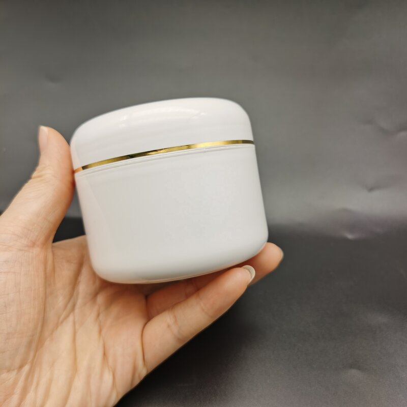 Plastic Cream Jar Factory - OEM/ODM Custom Black 2 oz Double Wall Plastic Cream Jar White Lid Less Fragile