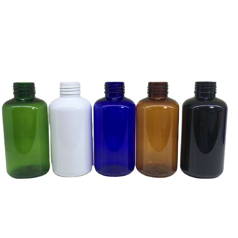 Amber PET Boston Rounds Factory - OEM/ODM Custom 8oz 16oz Amber PET Boston Rounds Plastic Bottles Black Disc Top Caps