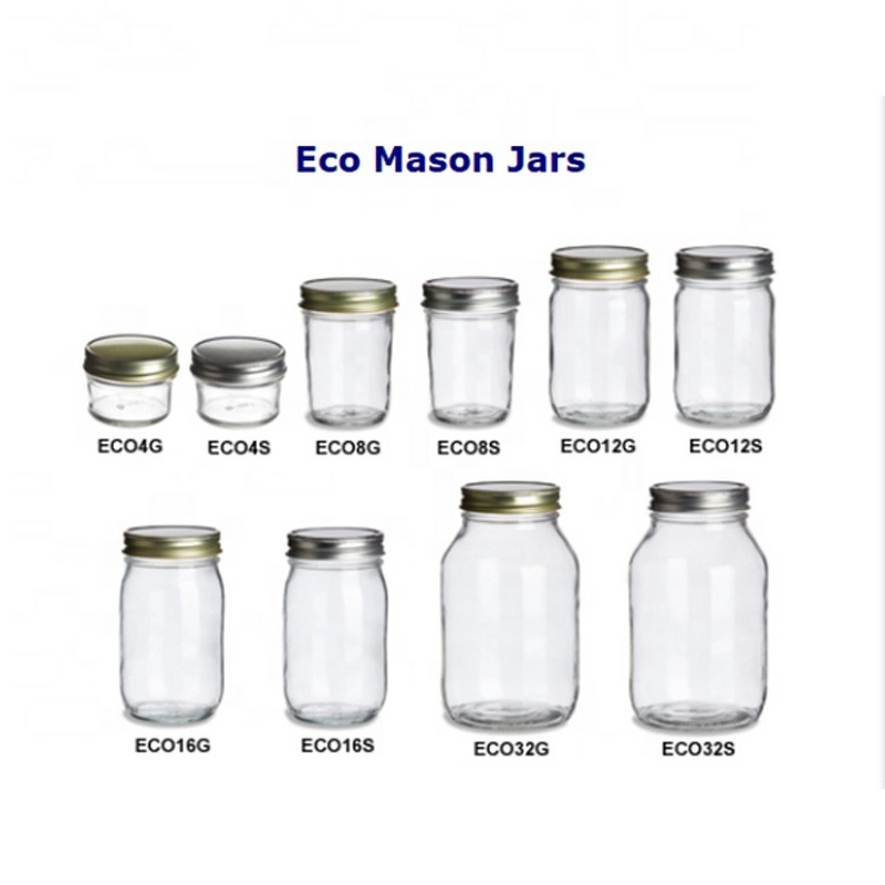 Glass Mason Jar Manufacturer - OEM/ODM Custom 4-32 oz Glass Mason Jar with Metal Canning Lid