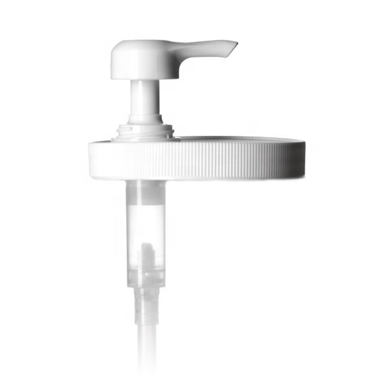 White PP Ribbed Skirt Cap Pump Factory - OEM/ODM Custom White PP 89-400 Ribbed Skirt Cap Pump with Dip Tube