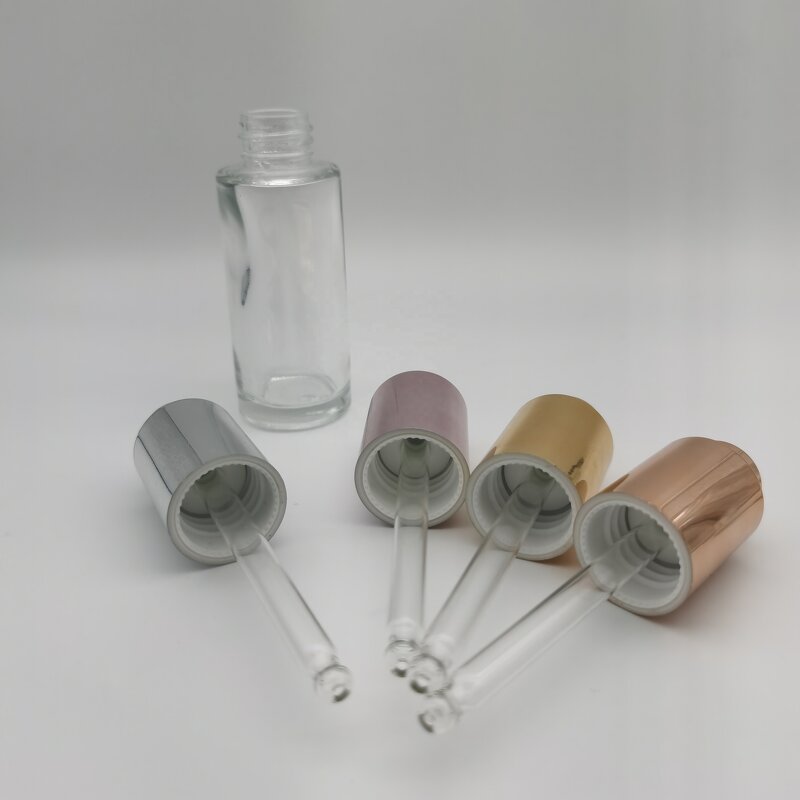 Push Button Glass Dropper Manufacturer - OEM/ODM Custom Cosmetic Push Button Glass Dropper Round Pump Dropper Glass Bottle