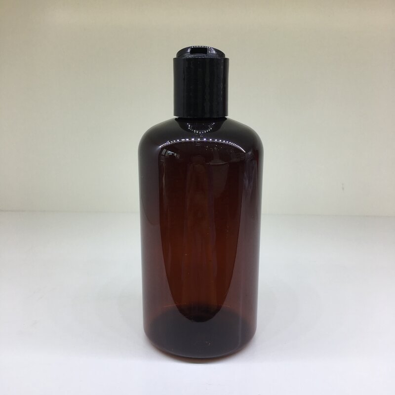 Amber PET Boston Rounds Factory - OEM/ODM Custom 8oz 16oz Amber PET Boston Rounds Plastic Bottles Black Disc Top Caps