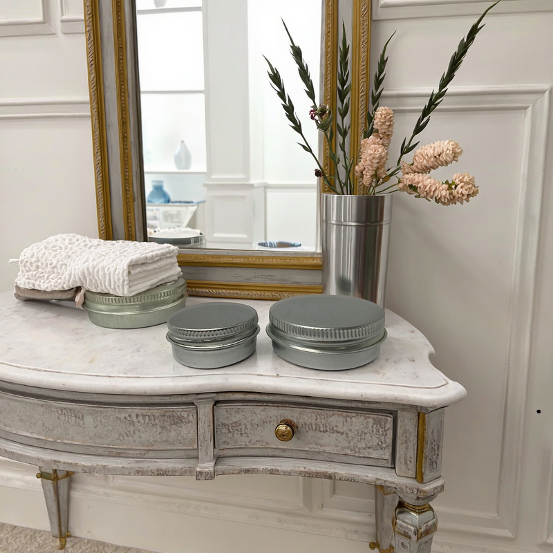 Gold Cosmetic Aluminum Jar Manufacturer - OEM/ODM Custom 60g Skin Care Cream in Gold Cosmetic Aluminum Jar with Lid