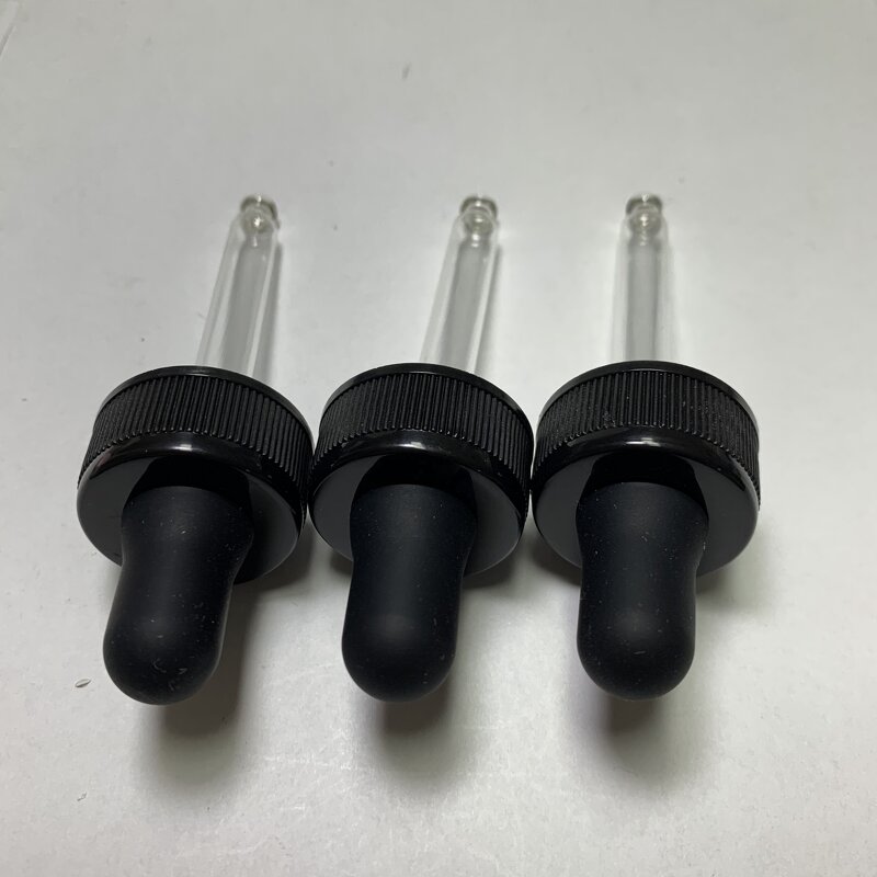 Black Dropper Cap Factory - OEM/ODM Custom Factory-made 28mm Large Black Dropper Cap for Amber Glass Syrup Bottle