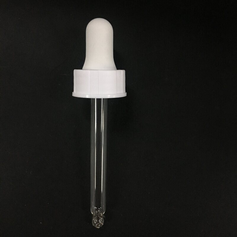 Glass Dropper with White Frosted Rubber Manufacturer - OEM/ODM Custom 20-400 Neck Finish Glass Dropper with White Frosted Rubber