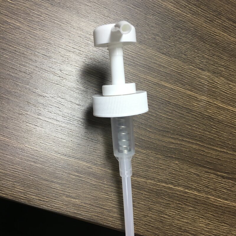 White PP Dispensing Pump Manufacturer - OEM/ODM Custom White PP 38-400 Ribbed Skirt Down-lock Dispensing Pump