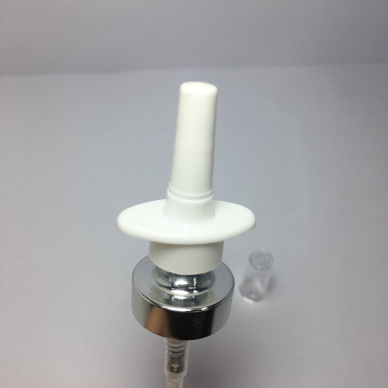 Aluminium Crimp Nasal Sprayer Factory - OEM/ODM Custom 18mm Silver Aluminium Pump Crimp Nasal Sprayer for Nose Treatment
