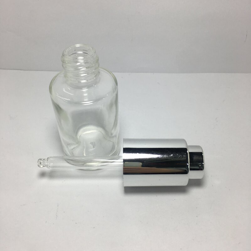 Silver Push Button Dropper Manufacturer - OEM/ODM Custom 30ml Silver Push Button Regular Dropper Aluminium Plastic Body