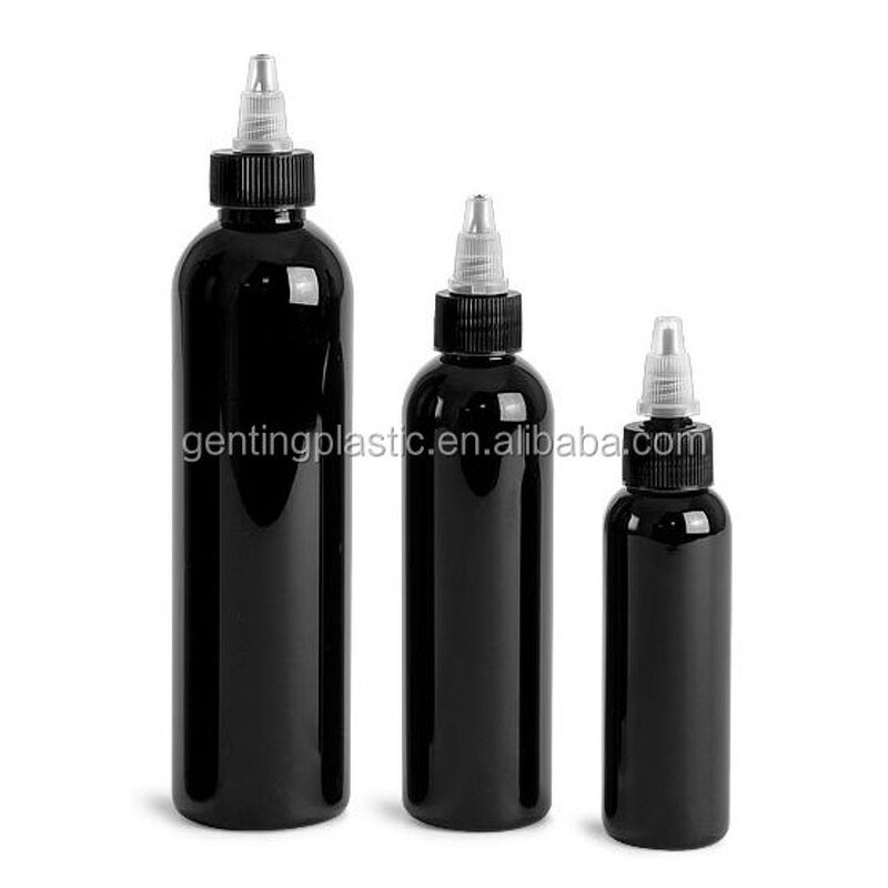 Black PET Cosmo Rounds Factory - OEM/ODM Custom 120ml Black PET Cosmo Rounds with Black Natural Twist Top Caps
