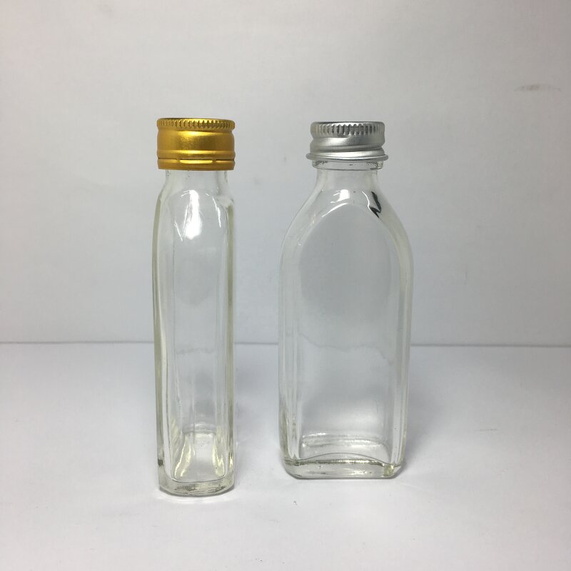 Mini Clear Glass Flask Bottle Factory - OEM/ODM Custom 25ml Mini Clear Glass Flask Bottle with Aluminum Cap