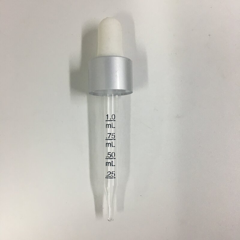 Matte Silver Glass Dropper Factory - OEM/ODM Custom 18mm Matte Silver Glass Dropper for Essential Oil Bottle